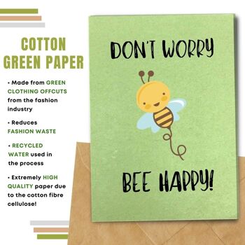 Carte de voeux sans plastique, ne vous inquiétez pas, abeille heureuse! Paquet de 8 6