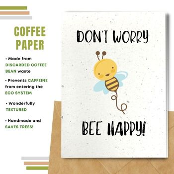 Carte de voeux sans plastique, ne vous inquiétez pas, abeille heureuse! Paquet de 8 8