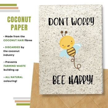 Carte de voeux sans plastique, ne vous inquiétez pas, abeille heureuse! Paquet de 8 9