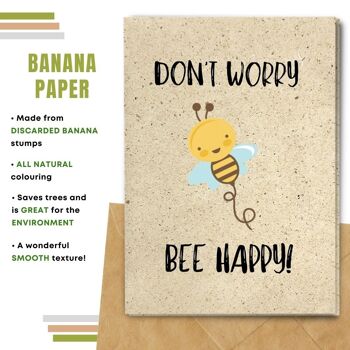 Carte de voeux sans plastique, ne vous inquiétez pas, abeille heureuse! Paquet de 8 10