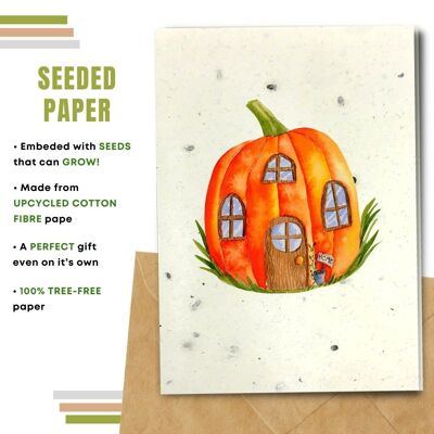 Plastic Free Greeting Card, Pumpkin Home Pack of 8
