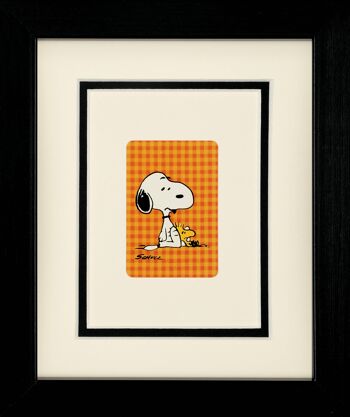Snoopy sur fond quadrillé