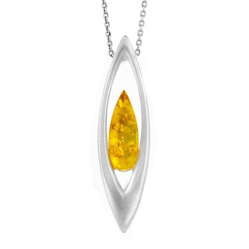 Lemon Amber Ark Pendant with 18" Trace Chain and Presentation Box