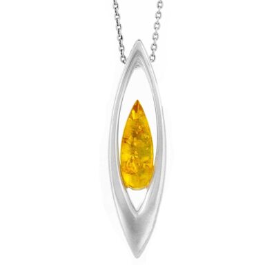 Pendentif Arche en Ambre Citron avec Chaîne Trace de 18" et Boîte de Présentation