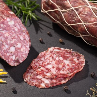 Salami von der Diepholzer Moorschnucke mit Speck vom Bunten Bentheimer Schwein