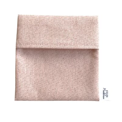 Pink and silver soap pouch in waterproof coated cotton