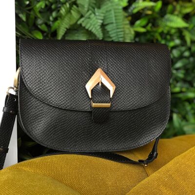 Golden Arrow - Women Leather Bag, Black Leather Purse, Crossbody Bag, Shoulder Bag, Gift for Her