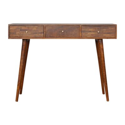 3 Drawer Mixed Chestnut Console Table