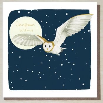 Carte de Noël Hibou en hiver 1