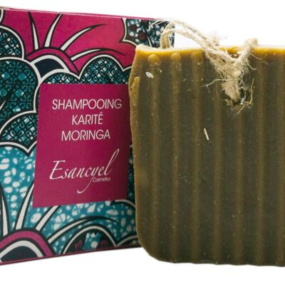 Solid Natural Shampoo - Shea, Moringa Powder - 120 grs - Cold Saponified