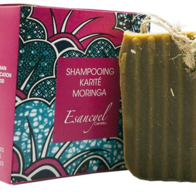 Festes natürliches Shampoo - Shea, Moringa-Pulver - 120 g - Kaltverseift