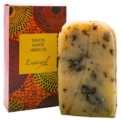Shea soap, with hibiscus flowers -Cold saponified- 100ml