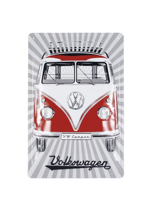 VOLKSWAGEN BUS VW T1 Combi Signe de métal 20x30cm - rouge