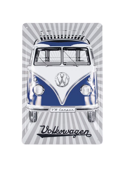 VOLKSWAGEN BUS VW T1 Combi Signe de métal 20x30cm - bleu