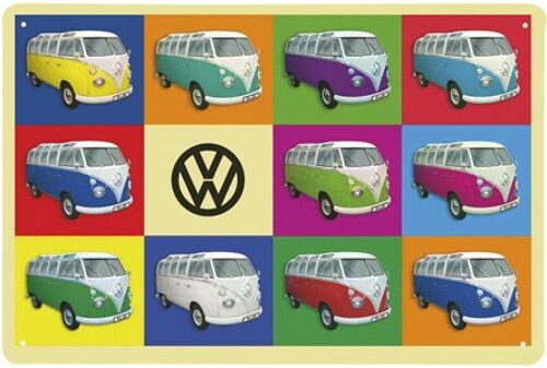 VOLKSWAGEN BUS VW T1 Combi Signe de métal 30x20cm - Multicolore
