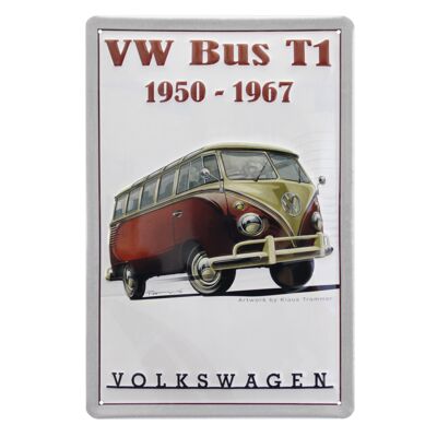 VOLKSWAGEN BUS VW T1 Bus Cartel metálico 20x30cm - 1950-1967