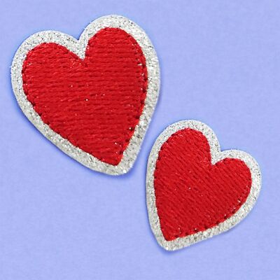Glitter iron-on patch - hearts