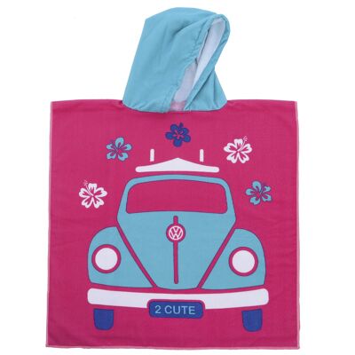 VW Beetle Bath poncho for children - pink