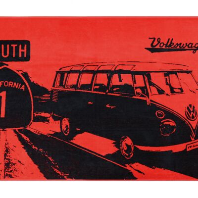 VOLKSWAGEN BUS VW T1 Toalla de playa Highway 1 - rojo/negro