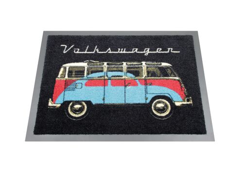 VOLKSWAGEN BUS VW T1 Bus & Beetle Fußmatte, 70x50cm - schwarz