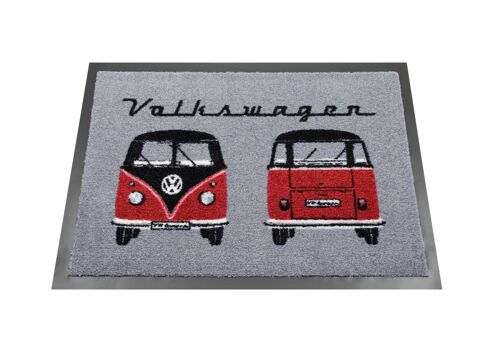 VOLKSWAGEN BUS VW T1 Bus Fußmatte, 70x50cm - Vorne & Hinten/Schwarz & Rot