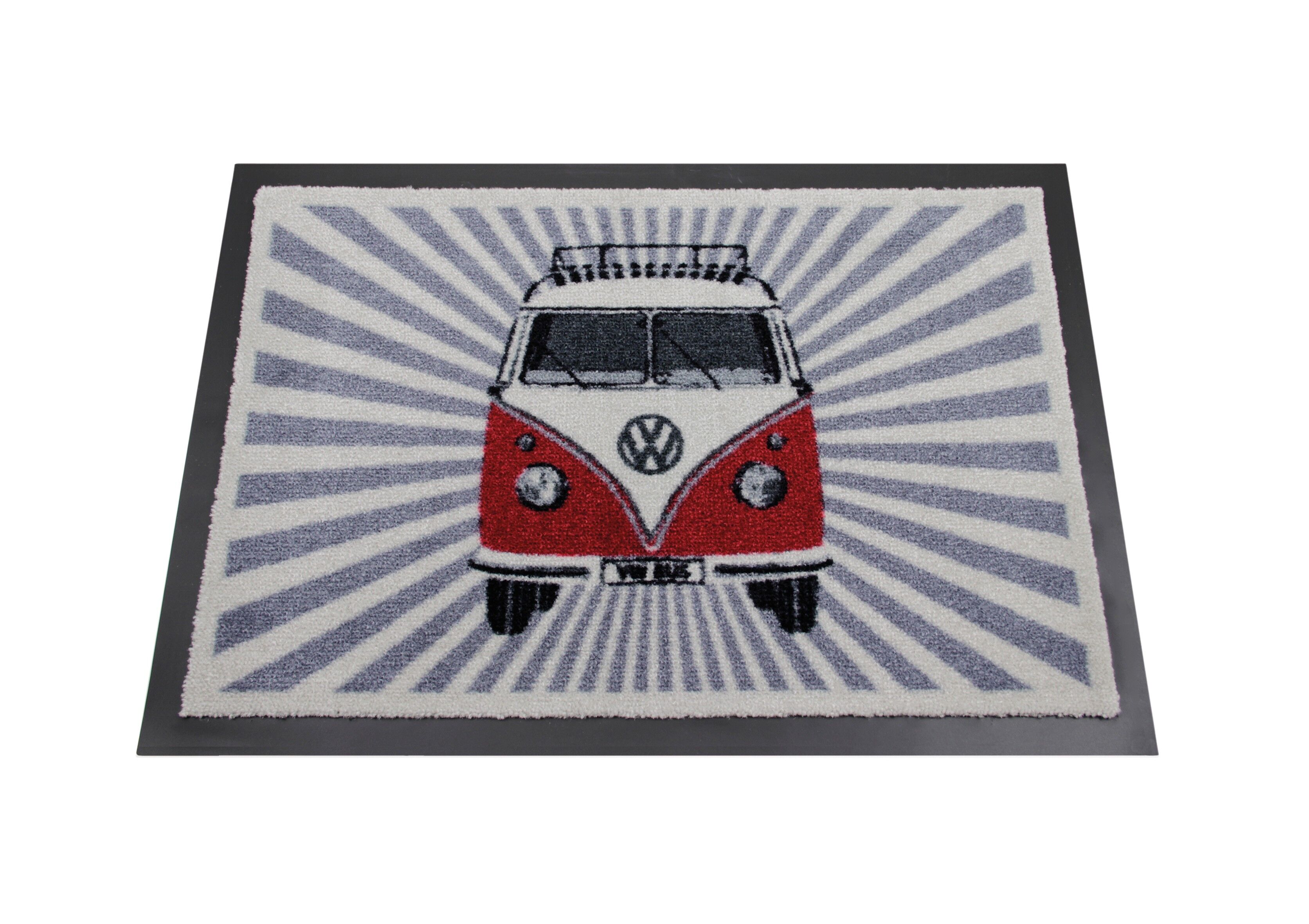 VOLKSWAGEN BUS VW T1 Bus Kombi Fußmatte, 70x50cm - Design: Streifen/rot