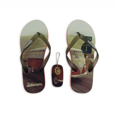 VOLKSWAGEN BUS VW T1 Bus Beach sandals (EU 40/41) - Highway 1/red