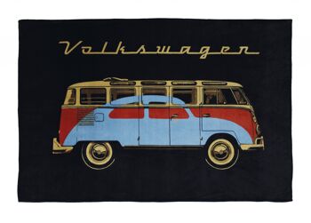 VOLKSWAGEN BUS VW T1 Combi & Coccinelle Couverture en laine polaire 150x200cm - noir 1