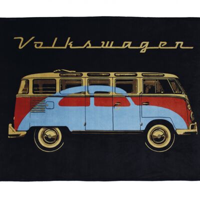 VOLKSWAGEN BUS VW T1 Bus & Beetle Fleece blanket 150x200cm - black