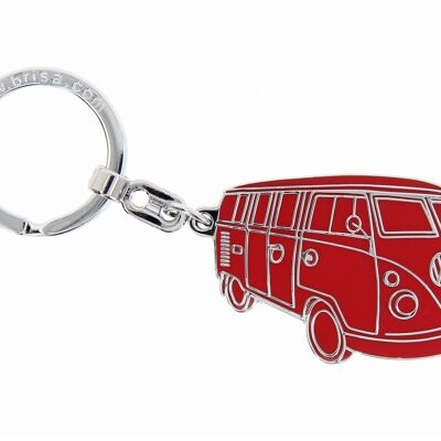 VOLKSWAGEN BUS VW T1 Bus Key Ring, Hard Enamel - Silhouette/Red
