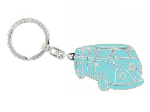 VOLKSWAGEN BUS VW T1 Combi Porte-clés, émail dur - Silhouette/turquoise