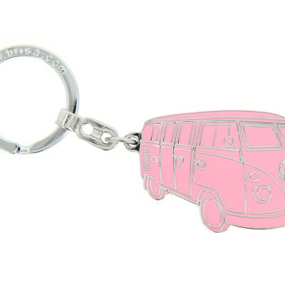 VOLKSWAGEN BUS VW T1 Combi Porte-clés, émail dur - Silhouette/rose