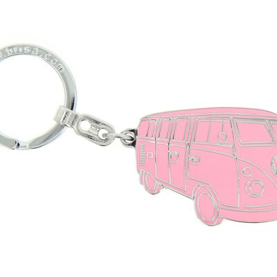 VOLKSWAGEN BUS VW T1 Bus Key Ring, Hard Enamel - Silhouette/Pink