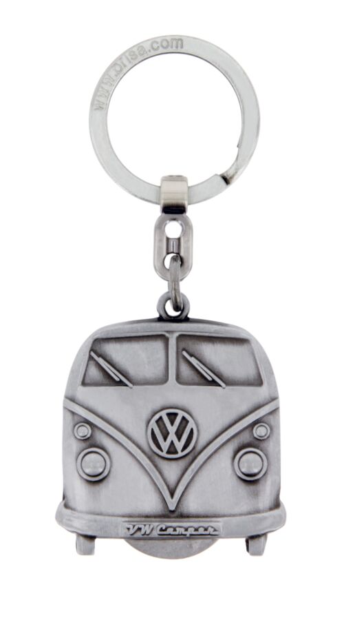 VOLKSWAGEN BUS VW T1 Combi Porte-clés avec jet pour les chariots d'achat en boîte cadeau – aspect argent antique