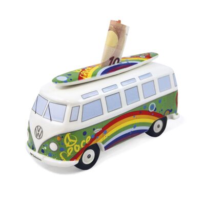 VOLKSWAGEN BUS VW T1 Bus Spardose mit Surfbrett (1:18) - Peace