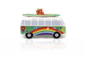 VOLKSWAGEN BUS VW T1 Combi Tirelire avec planche de surf (1:18) - Peace 4