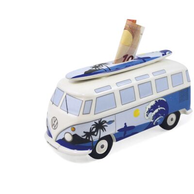 VOLKSWAGEN BUS Salvadanaio bus VW T1 con tavola da surf (1:18) - Surf