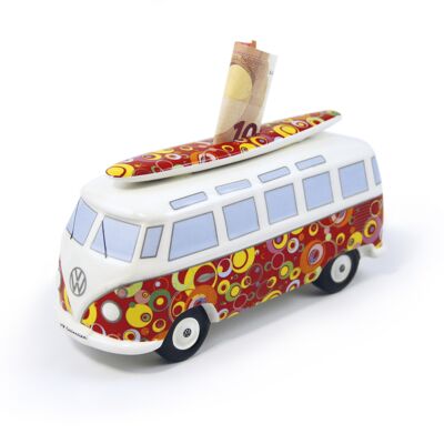 VOLKSWAGEN BUS Salvadanaio bus VW T1 con tavola da surf (1:18) - Cerchio