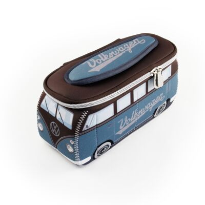 Borsa piccola universale in neoprene VOLKSWAGEN BUS VW T1 Bus 3D - blu petrolio/marrone