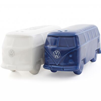VOLKSWAGEN BUS VW T1 Bus 3D Salz- und Pfefferstreuer - weiß/blau