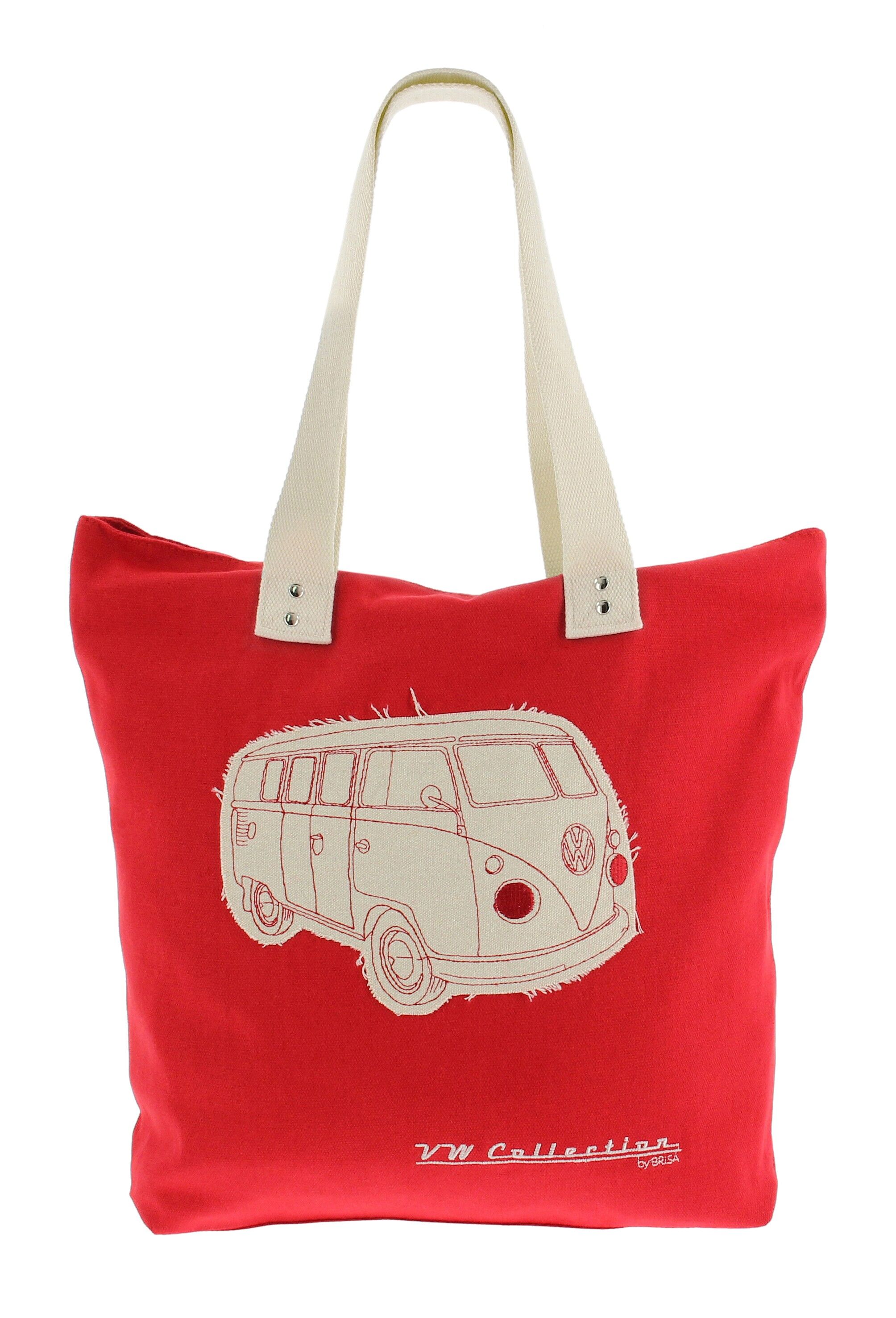 VOLKSWAGEN BUS VW T1 Combi Cabas en toile - rouge