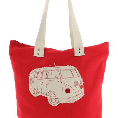 VOLKSWAGEN BUS VW T1 Bus Bolso shopping de lona - rojo