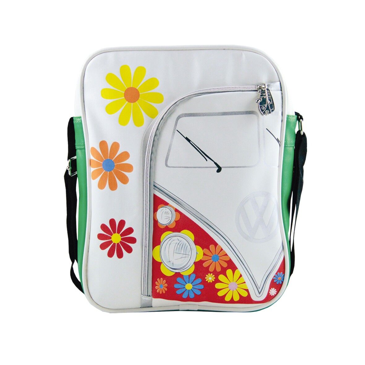Borsa a tracolla per autobus VOLKSWAGEN BUS VW T1, formato verticale - Flower Power