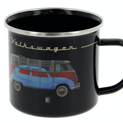 VOLKSWAGEN BUS VW T1 Bus & Beetle Tazza smaltata 500ml - nera