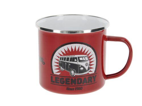 VOLKSWAGEN BUS VW T1 Combi Tasse émaillé 500ml - Vintage Logo/rouge