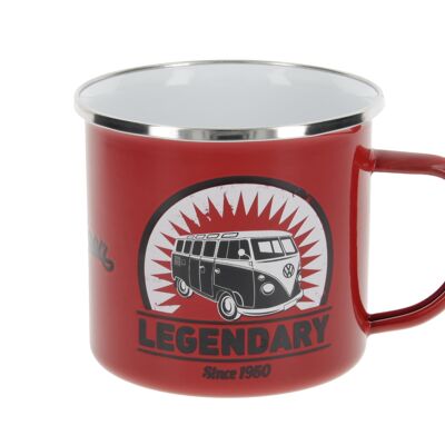 VOLKSWAGEN BUS VW T1 Combi Tasse émaillé 500ml - Vintage Logo/rouge