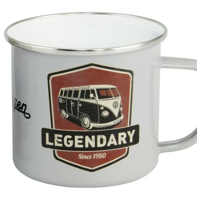 VOLKSWAGEN BUS VW T1 Bus Taza esmaltada 500ml - Legendario/gris claro