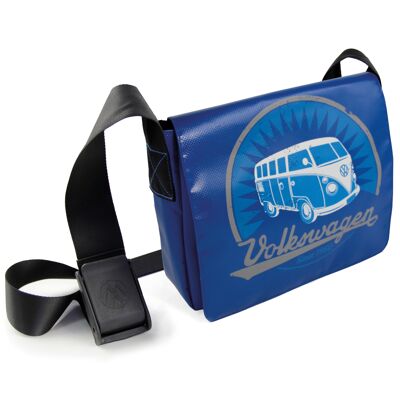 VOLKSWAGEN BUS Borsa a tracolla per autobus VW T1, tela cerata, piccola - blu