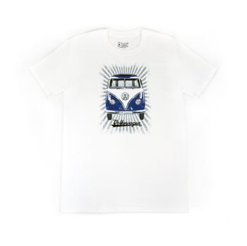 VOLKSWAGEN BUS VW T1 Bus Unisex T-Shirt (L) - Streifen/Blau&Weiß 1