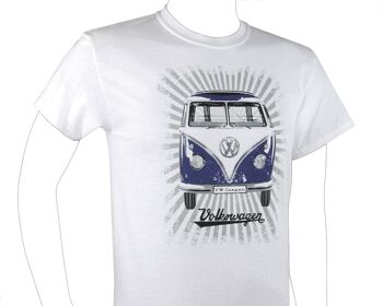 VOLKSWAGEN BUS VW T1 Bus Unisex T-Shirt (L) - Streifen/Blau&Weiß 2